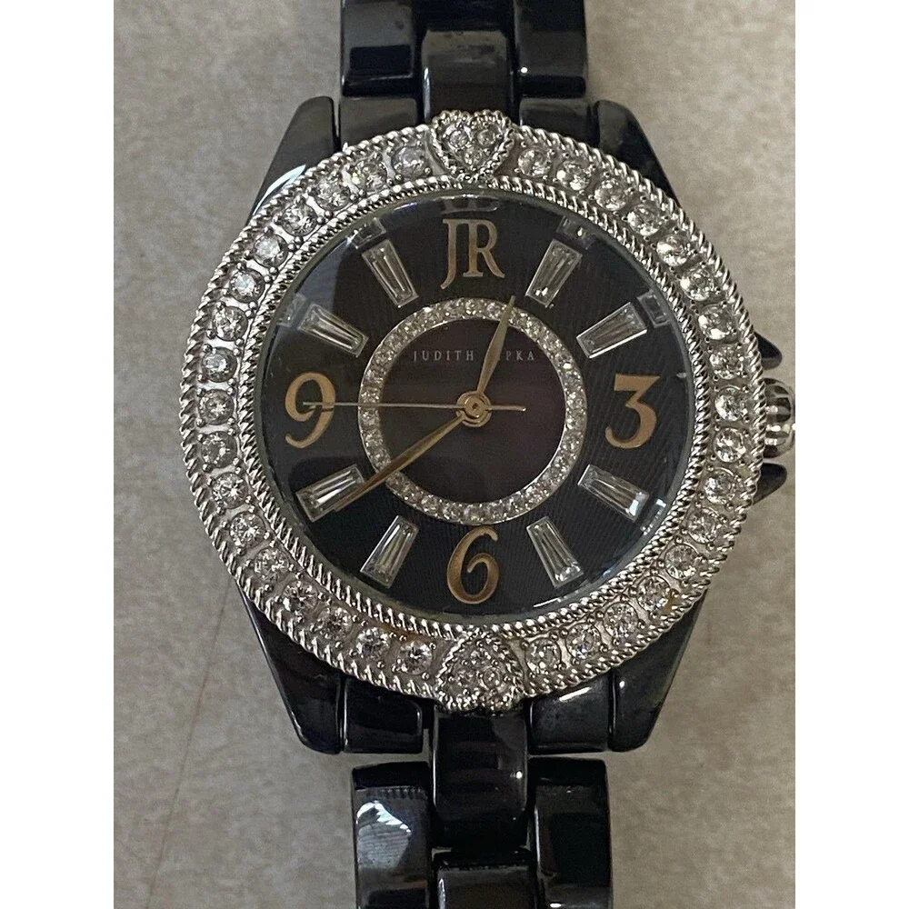 Judith Ripka Ceramic and Stainless Steel Diamonique Bracelet Watch